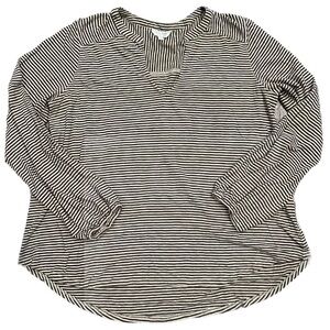 Lucky Brand Women's Long Sleeved Peasant  Top V Neck Elastic @ Cuffs FLAW XL